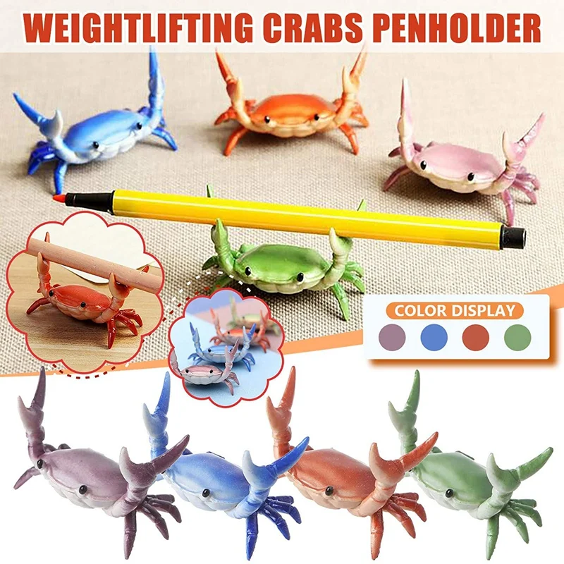 Japanese Creative Cute Crab Pen Holder Weightlifting Crabs Penholder Bracket Storage Rack Gift Stationery
