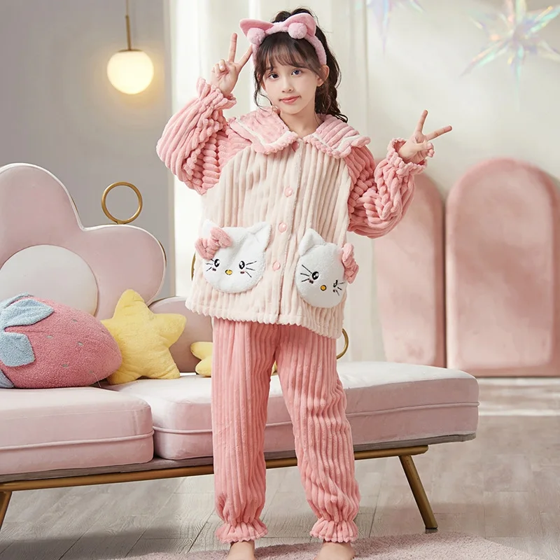 

Пижамный комплект Hello Kitty Sanrio Kawaii Kuromi Cinnamoroll мультфильм аниме детская зимняя утепленная Пижама игрушки подарки для девочек