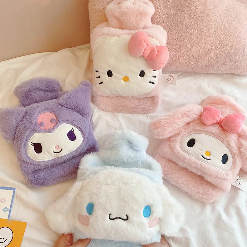 

Sanrioed Hellokittys Cinnamoroll Kuromi Cartoon Kawaii High Face Value Plush Water-Filled Hot Water Bag Cute Student Hand Warmer