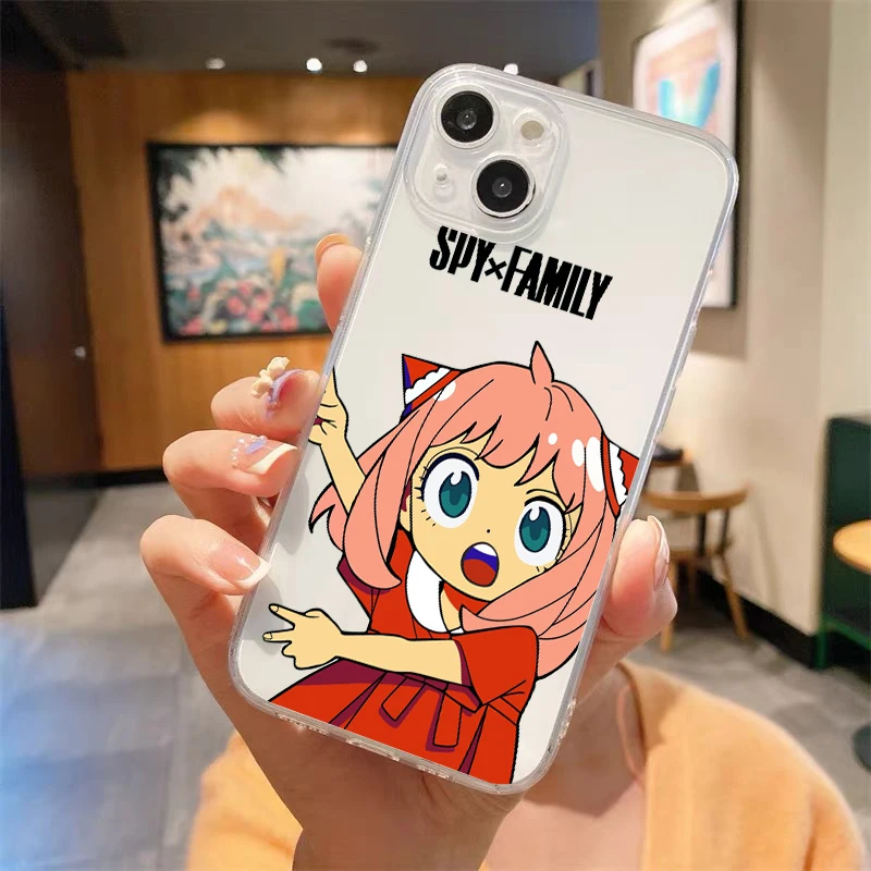 Cute Anya Forger Spy X Family Shockproof Clear Phone Case For iPhone 14 13 12 11 Pro Max 7 8 Plus X XR XS Max SE 2022 Soft Cover