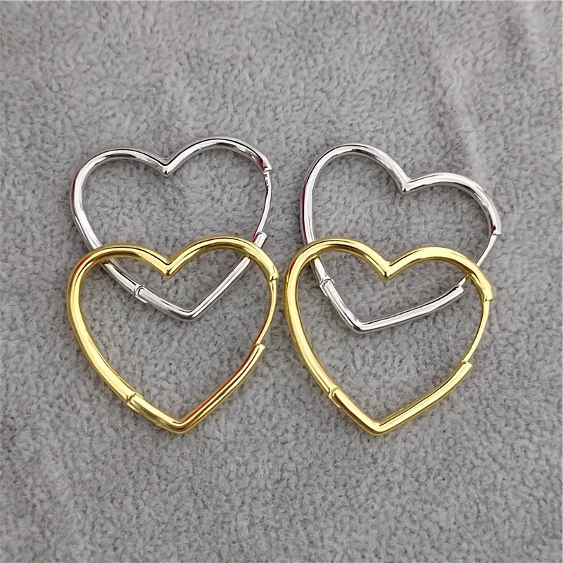 Позолоченные серьги-кольца в форме сердца для женщин и девушек свадебные