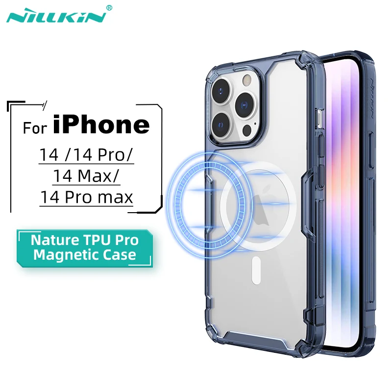 

Магнитный чехол NILLKIN для iPhone 14 Pro Max, чехол из натурального ТПУ Pro, Прозрачный мягкий силиконовый чехол для iPhone 14/14 Pro/14 Plus