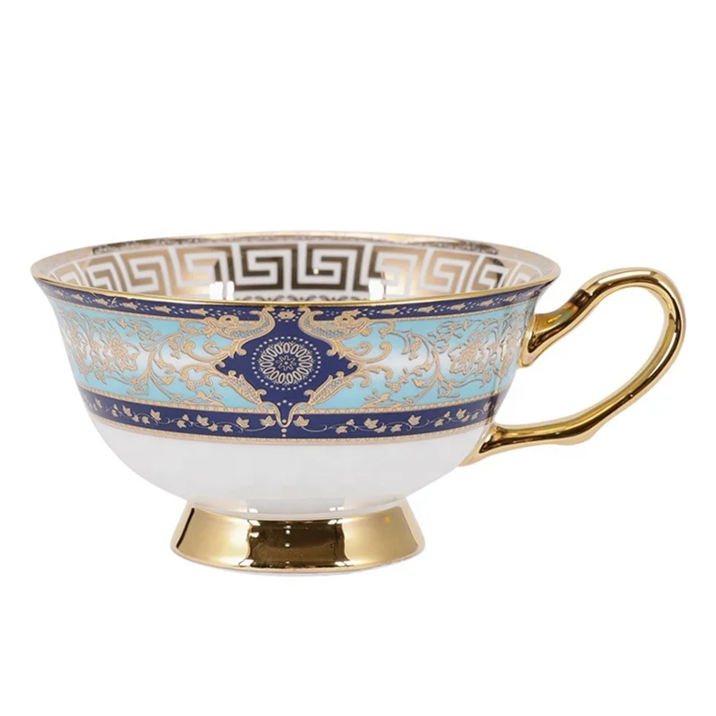 

European-style Luxury Bone China Coffee Cup and Saucer Set Ceramic Retro English Afternoon Tea Cup Set