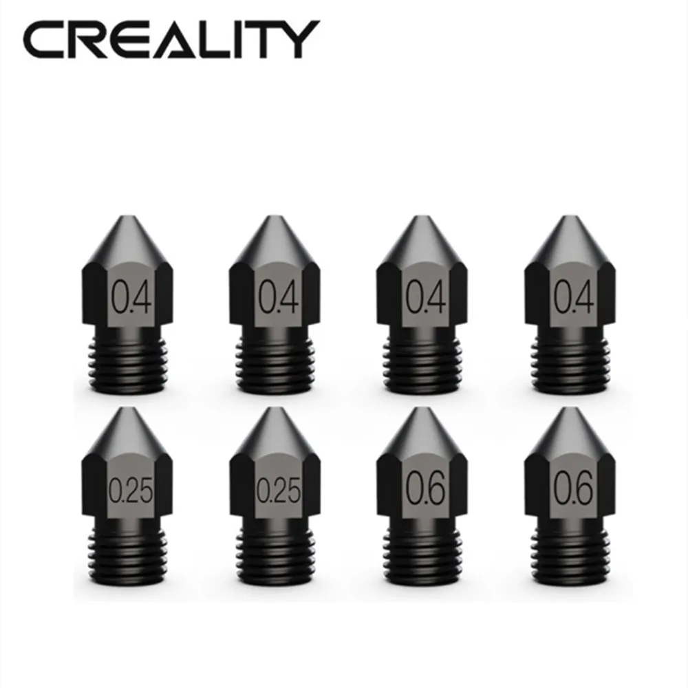 

CREALITY 3D Printer Original Part 8PCS Copper Alloy High-end Nozzles with 0.4mm 0.25mm 0.6mm for Ender-3 Series CR-10 CR-6 SE