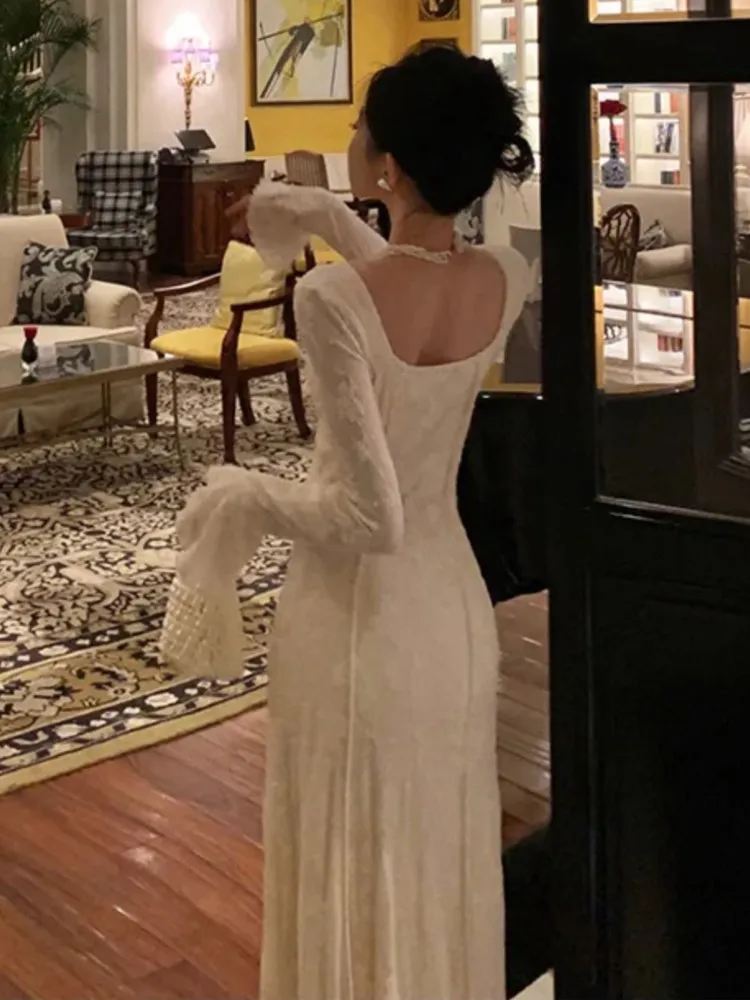 Новинка осенние элегантные технические платья для женщин винтажные однотонные