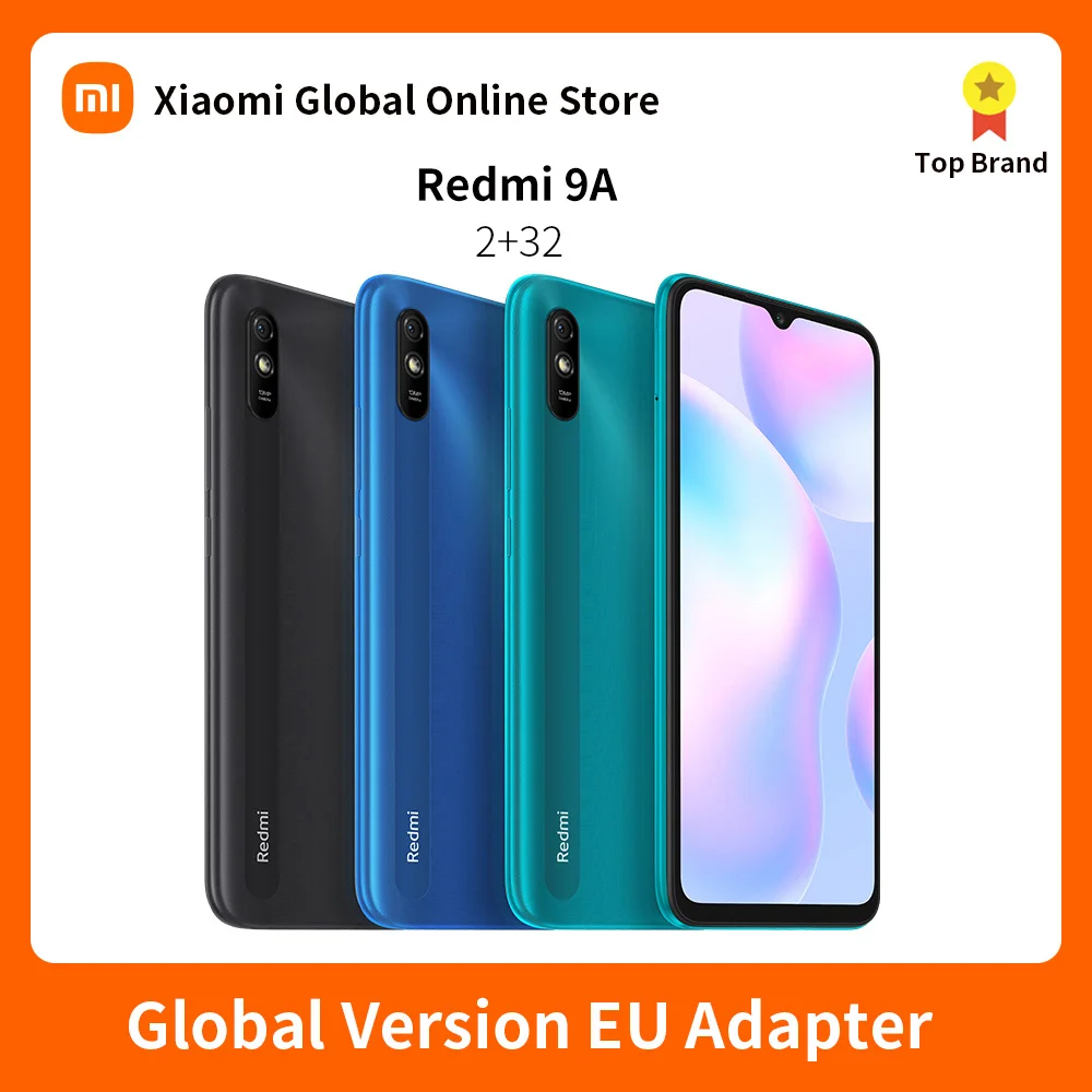 Global Version Xiaomi Redmi 9A  2GB RAM 32GB ROM Mobile Phone MTK Helio G25 Octa Core 13MP AI Rear Camera 6.53