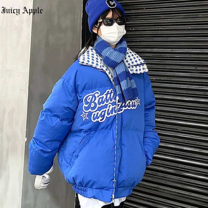 winter jacket woman 2022 Fashion letter print zipper Parka Womens Thick streetwear Coats Female large size Causal Loose Jackets