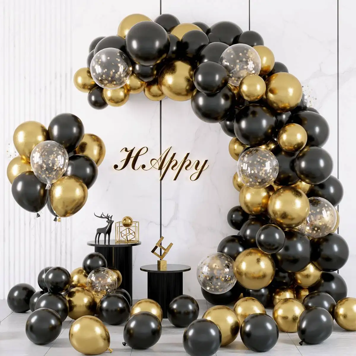 

Black Balloon Garland Arch Kit Confetti Latex Baloons Happy 30th 40th 50th Birthday Party Decor Graduation Baby Shower Ballon