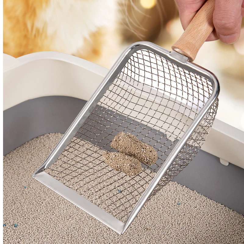 

Cats Pet Litter Shovel Cat Garbage Shovel Large Metal Garbage Shovel Used For Pet Sieve Ergonomic Heavy Duty Solid Wood Handle