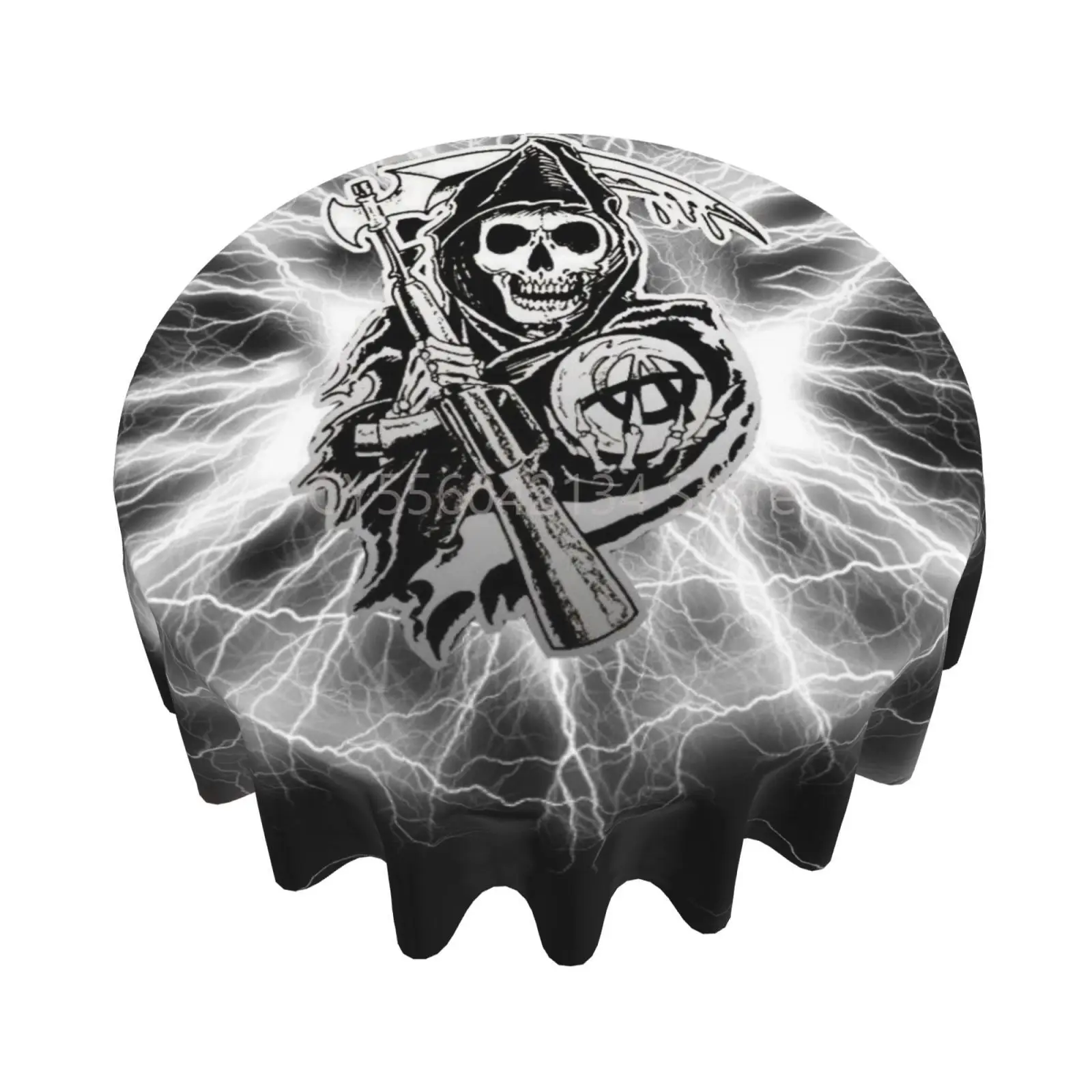

Sons of Anarchy Round Tablecloth Washable Polyester 60 Dining Decorative for Holiday Home Party Picnic