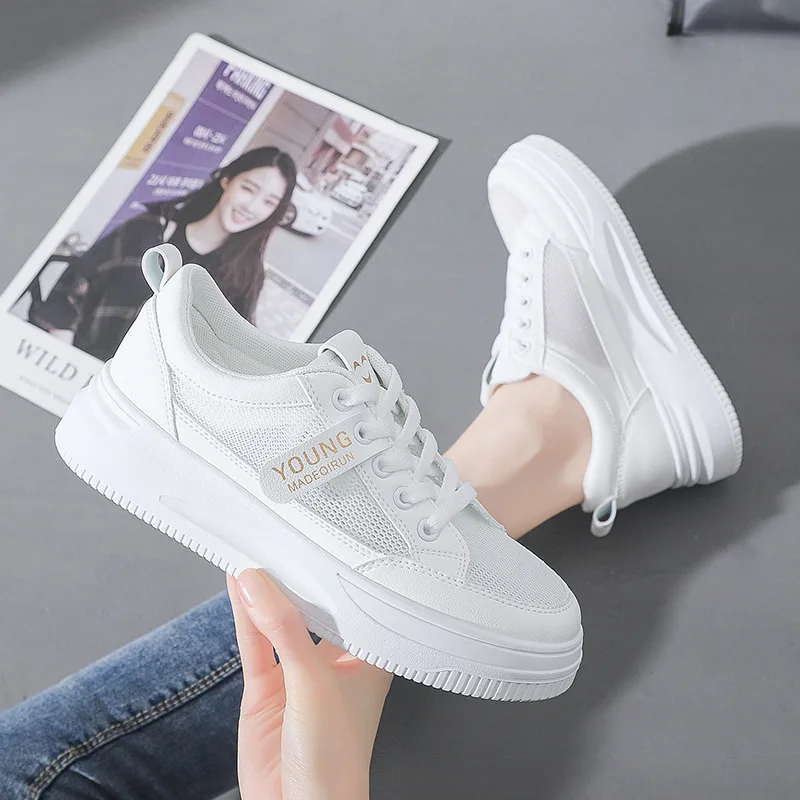 New Women Shoes White Sneakers Vulcanized Shoes 2022 Fashion Girls Running Shoes Lace-up Comfortable Casual Shoes Female Shoes