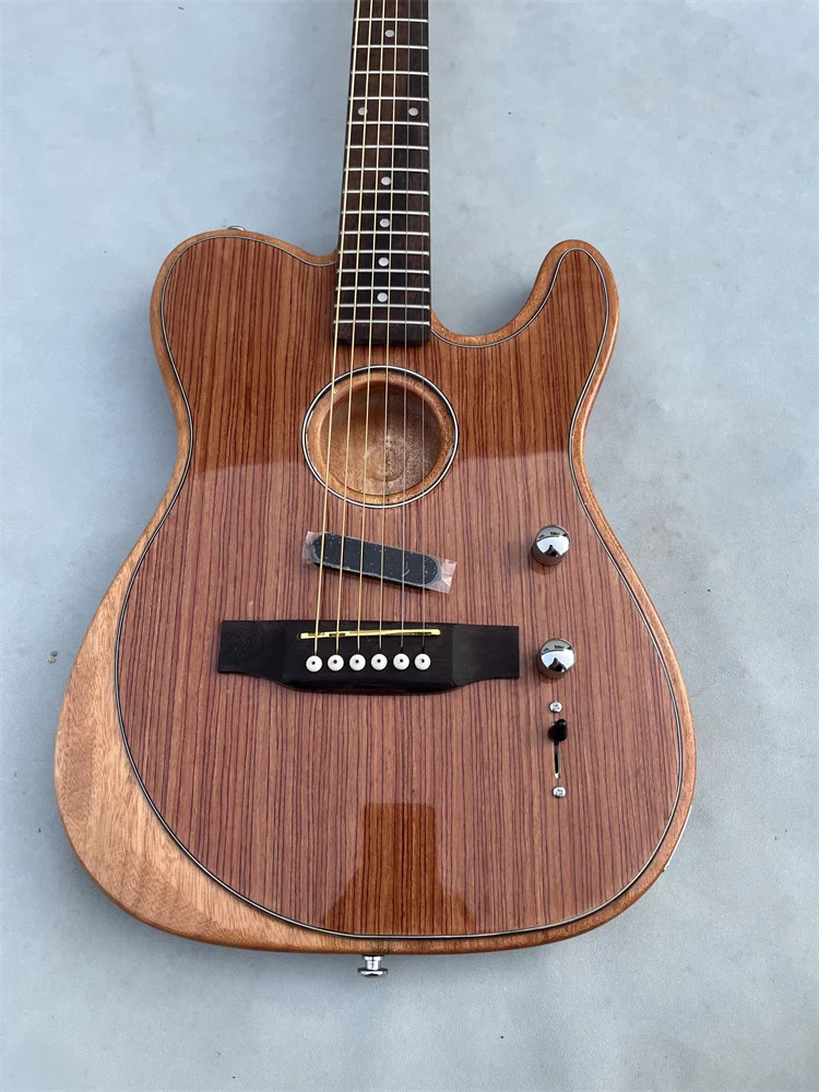 

High-quality 6-string TL electric guitar, spruce panel, log color, half-hollow acoustic guitar, free shipping.