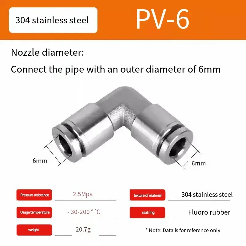 Быстроразъемное соединение PV PY из нержавеющей стали для труб 4/6/8/10/12 мм
