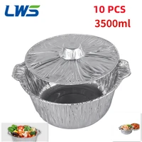 10pcs 3500ml disposable aluminum foil pot outdoor camping cookware 4 5 person portable non stick baking pan hot pot container