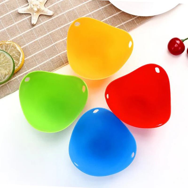 4pc/1pc Egg Poachers Silicone Cooker Kitchen Tools Pancake Cookware Bakeware Steam Eggs Plate Tray Healthy |