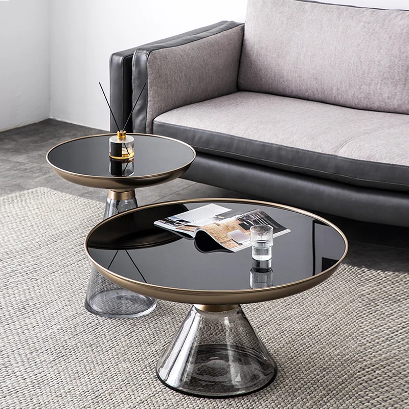 

Clear Designer Living Room Coffee Tables Luxury Round Simple Modern Minimalist Coffee Table Glass Mesa Plegable Home Furniture