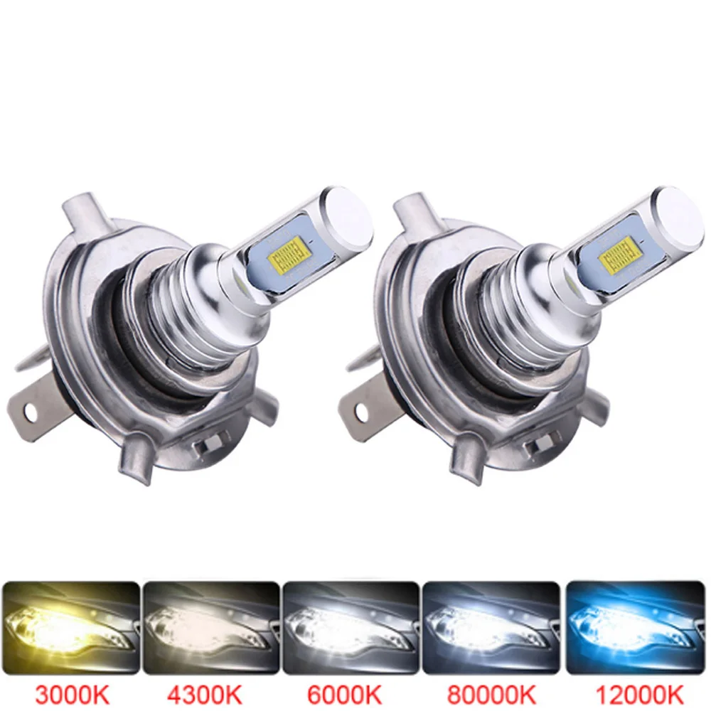 

2PCS CSP H4 H7 4300K LED Lamps Car Headlight Bulbs H1 H3 H8 H9 H11 Fog Light HB3 9005 HB4 9006 6000K 8000K Auto DRL 12V 24V 80W