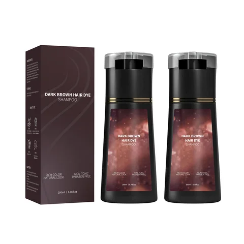 Шампунь-краска для волос 3-в-1 для черных и темно-коричневых волос