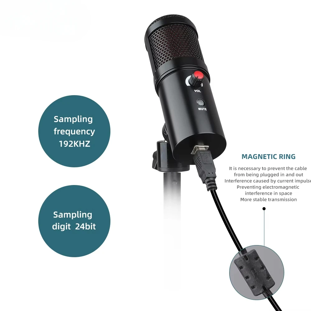 Фото Новая модель A6 Professional AmpliGame Mic — конденсаторный настольный микрофон для стриминга, игр и записи в студии, с RGB-подсветкой и USB-подключением. №3