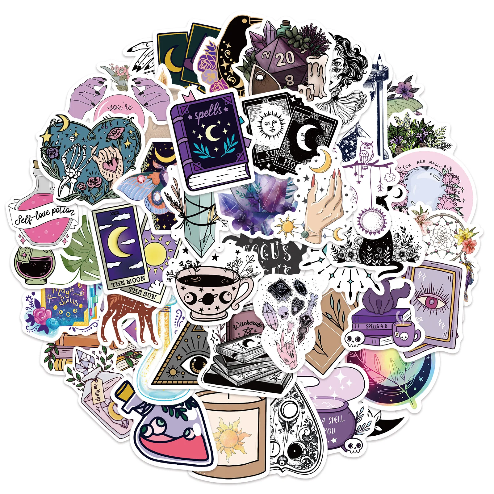 

10/25/50pcs/pack Cool Witch Boho Cartoon Stickers Aesthetic Art Decals Scrapbook Laptop Guitar Phone Graffiti Sticker Kids Toy