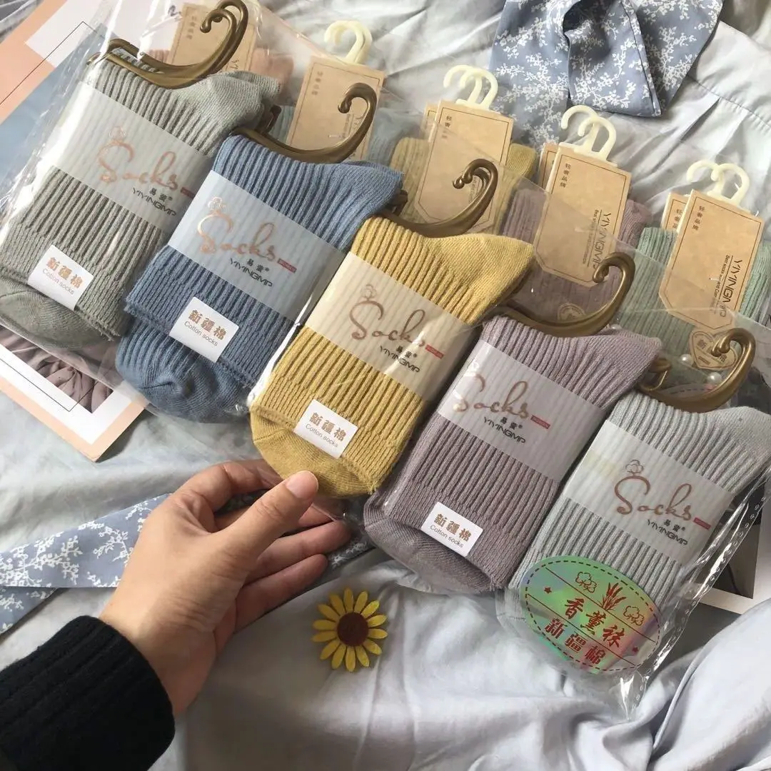 

5 Pcs Casual Women Socks Women Breathable Winter Sweat Socks Aldult Thickened Floor Socks RYXWZ35