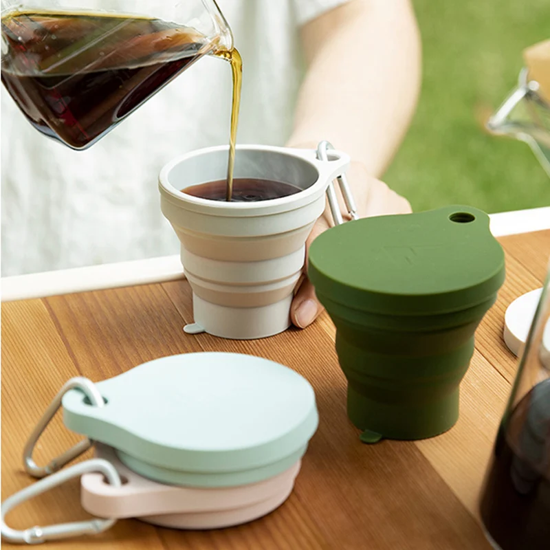 

150ML Folding Cup Mini Retractable Cup Silicone Portable Teacup Outdoor Travel Coffee Telescopic Drinking Mug with Lid