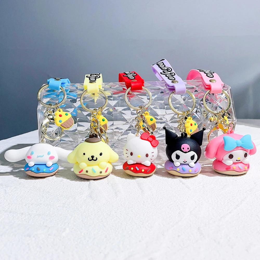 

Anime Sanrio Hello Kitty Key Keychain Kuromi Melody Cinnamoroll Pom Pom Purin Toys Kawaii Pendant Dolls Car Key Ring Girl Gift