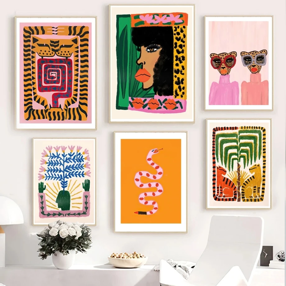 

Home Decor Hd Prints Painting Color Picture Wall Art Modular Ancient Egypt Snake Canvas Leopard Woman Posters Bedside Background