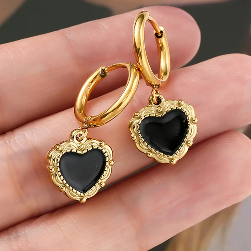 

Baroque Vintage Heart Dangle Earrings for Women Girls Romantic Personality Trendy Court Drop Earrings Party Wedding Jewelry Gift