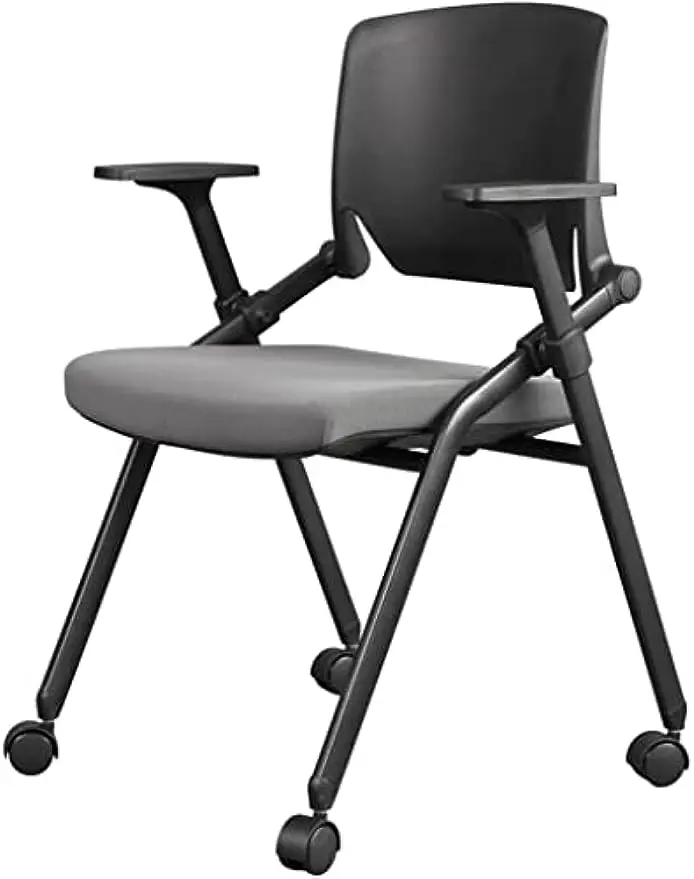 

Складной офисный стул с подлокотниками, складная удобная спинка со шкивами, (Цвет: черный, размер: 47*57*87 см) (черный)