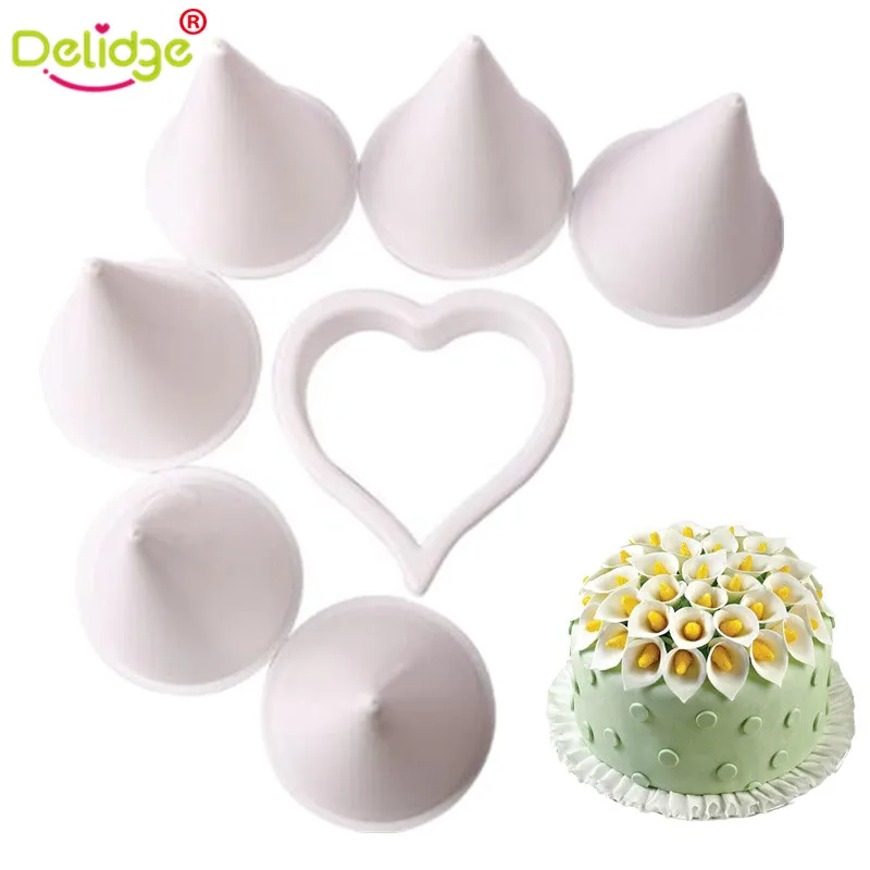 

7 Pcs/set Calla Lily Flower Cake Mold Plastic Calla Lily Flower Cookie Cutter Wedding Fondant Cake Decoration Mold