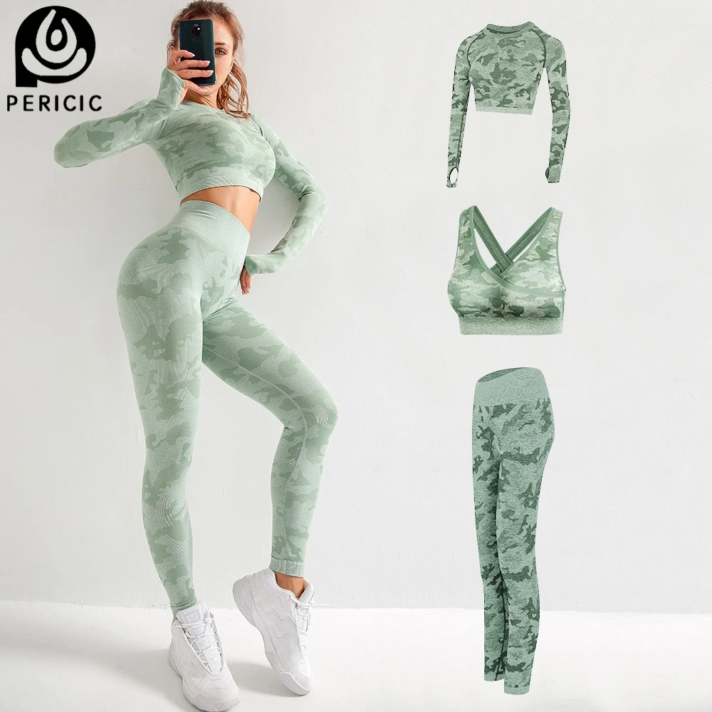 

2/3PCS Camouflage Camo Yoga Set Sports Wear For Women Gym Fitness Clothing Booty Yoga Leggings Workout Bra Sport Suit Femme
