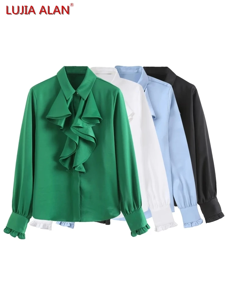 

Женская свободная рубашка с каскадными оборками, 4 цвета LUJIA ALAN B1167