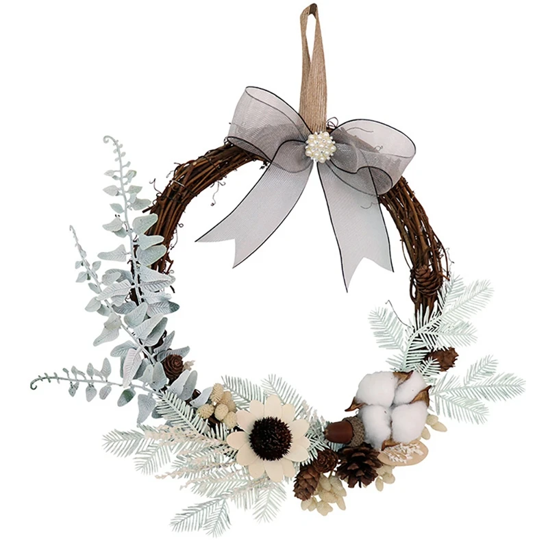 

Искусственный хлопковый венок Pinecone для входной двери, окна, свадьбы, вечеринки, фермерского сада, домашний декор