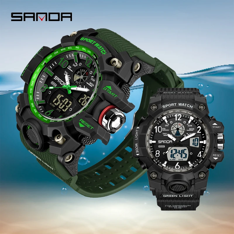 

SANDA 3169 3306 Multi-functional Outdoor Led Electronic Watch 5Bar Waterproof Sports Men Women Couple Fashion Casual Wristwatch