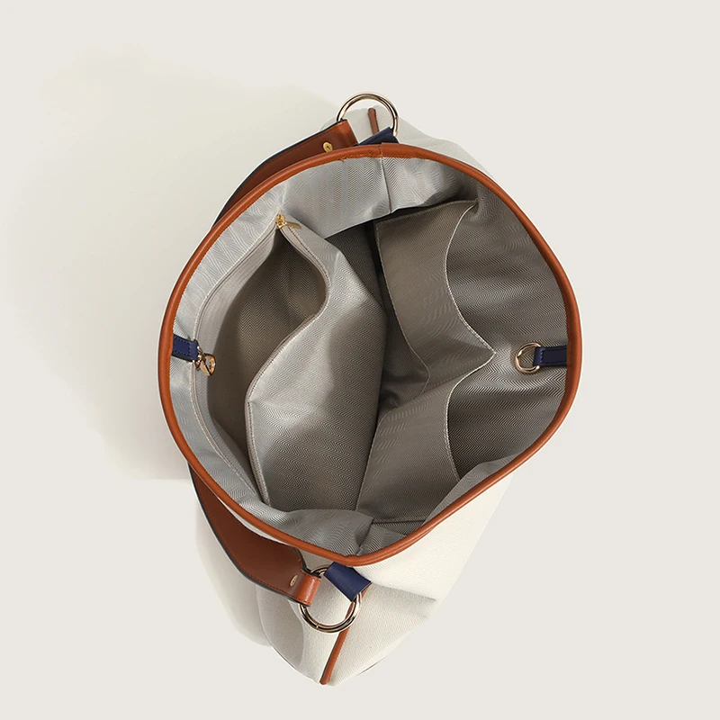 Large-capacity Canvas Shoulder Bag Women's Casual Simple Beige Fashion Handbag Versatile Convenient Crossbody Bags for Woman