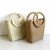 new small fresh ladies straw woven bag hand woven bag korean version square messenger shoulder beach bag hand woven womens bag
