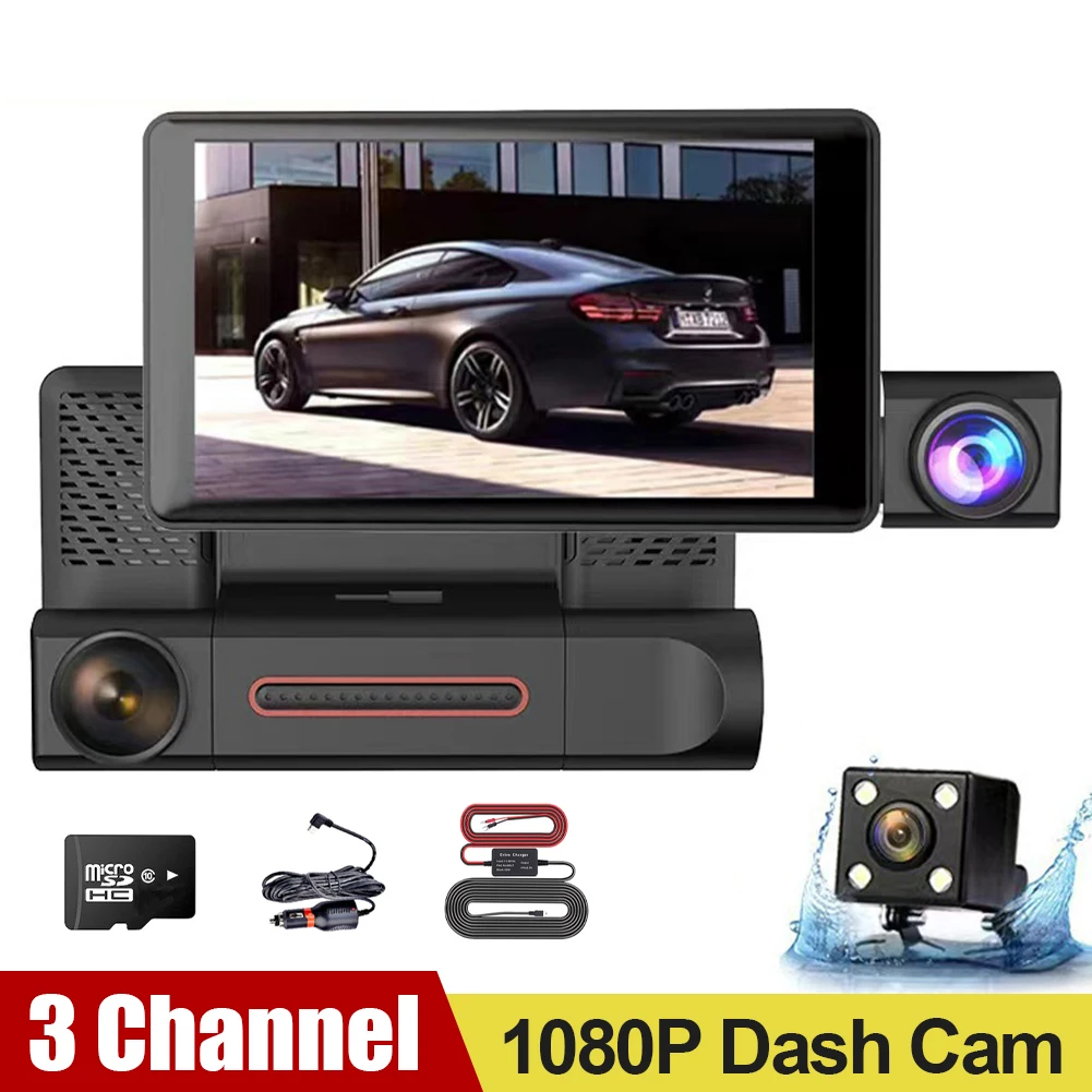 

Car Dash Cam 1080P Front Cabin and Rear Car DVR Camera 4" Video Recorder Night Vison G-Sensor Loop Recording 24h Parking Monitor