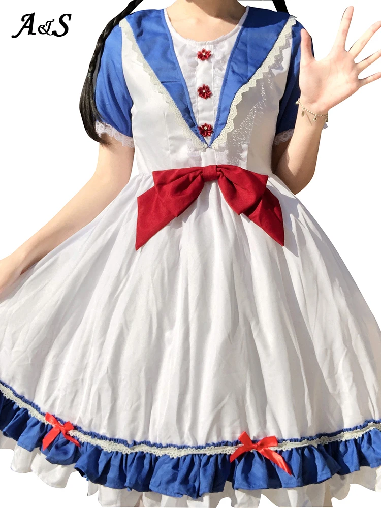 Anbenser Sweet Cute Lolita Dress Navy Uniforms Sailor Cosplay Costumes For Girls Woman Navy Party Dress Costumes Daily Wear
