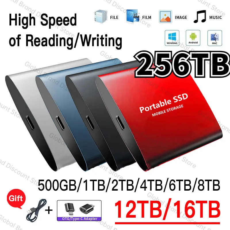 

External Storage Device Moblie Hard Drive 2TB High Speed Large Memory 256TB 64TB 16TB 8TB Hard Disk for Desktop Mobile Laptop