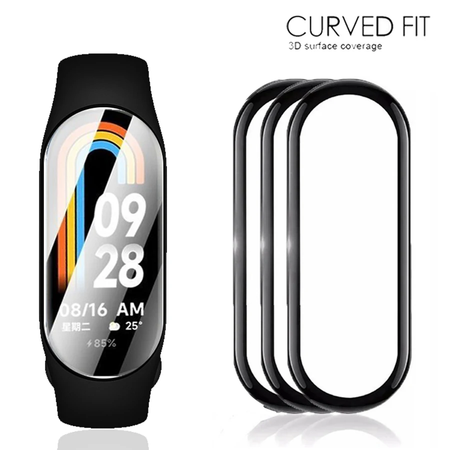 Для Xiaomi Mi Band 8 закаленное стекло Xiomi MiBand Защитные пленки для экрана Ремешок на