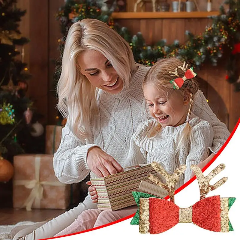 

Christmas Bow Hair Clip Cute And Playful Deer Antlers Hairpins Hair Bows Clip durable Bow Hair Clip for Women Girls Christmas