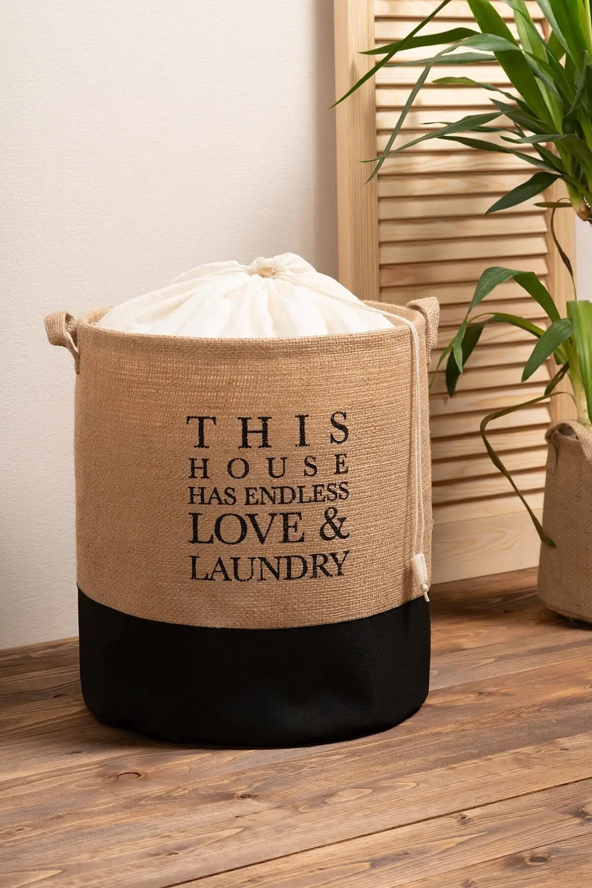 

Waterproof Bottom Jute Laundry Basket// 36x40