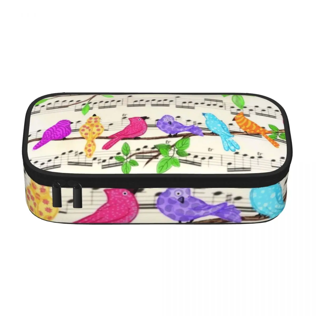 Happy Music Pencil Case Cute Colorful Musical Birds Back to School For Child Zipper Pencil Box Cute Big Pen Pouch