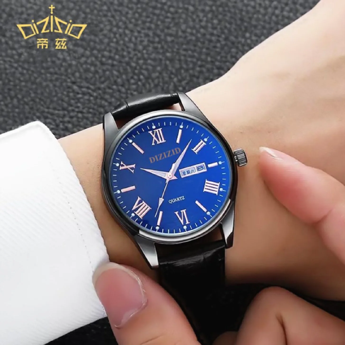 

New luxury Brand fashion mens watch Leather strap Quartz watch for men calendar Business MAN watch Casual quartz wristwatches