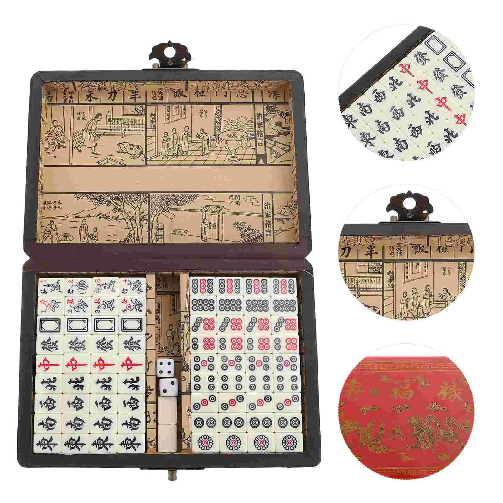 

1 Set Portable Mahjong Set Chinese Mahjong Game Playthings Kit for Home Travel Table games