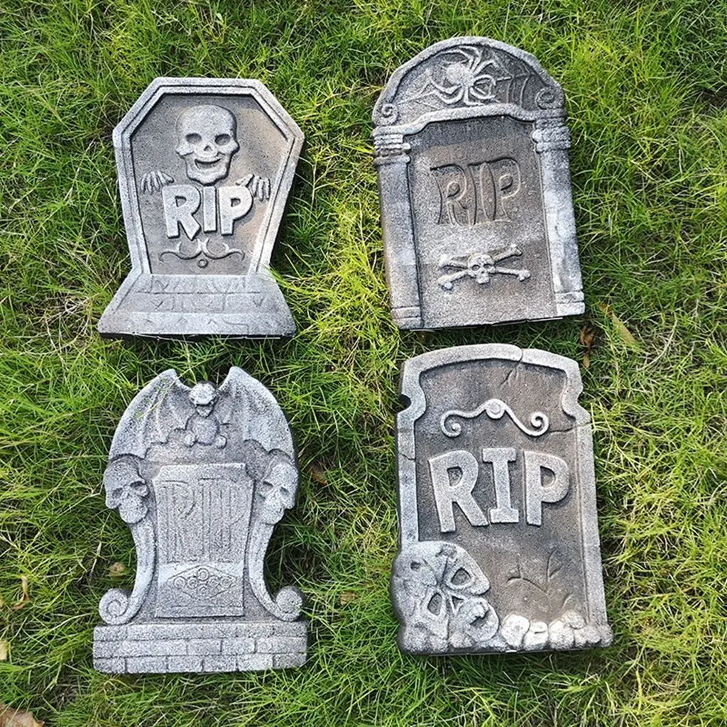 

Horror Skull Foam Fake Tombstone Halloween Outdoor Ornaments Haunted House Bar Atmosphere Venue Layout Lifelike Decor Props