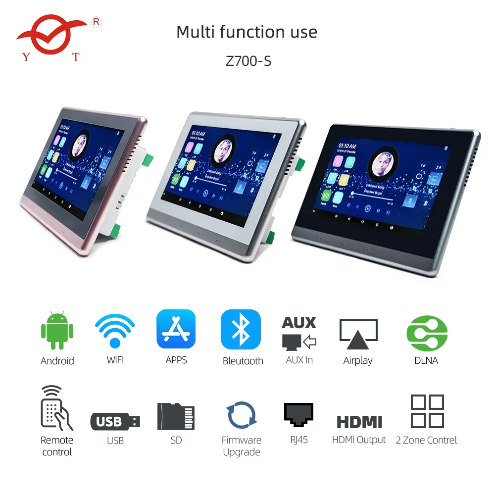 Настенный усилитель 8*25 Вт оснащен WIFI SD USB Система Android 5 1 2 зоны 7-дюймовый
