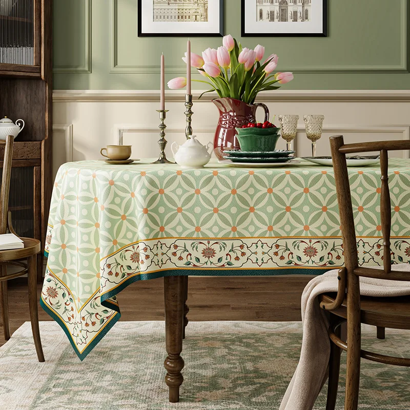 

2023 New Leather French Table Cloth Wash free, Oil proof, Waterproof, Photography Long Oval Rectangle Table