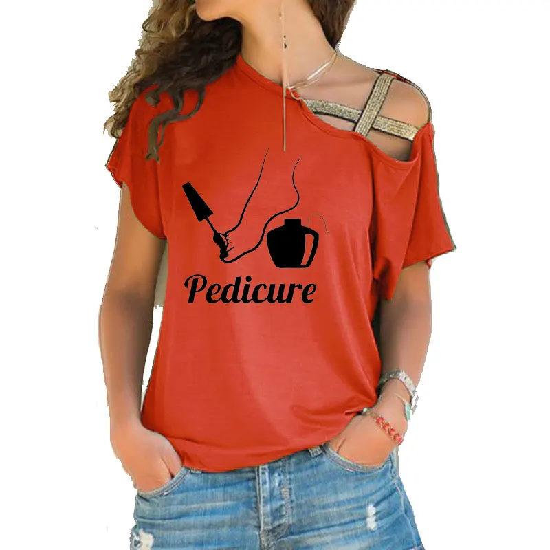 

Women's summer spa and irregular short sleeved T-shirt